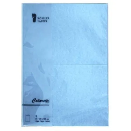 Rössler Coloretti Karten, B6, hd-pl, 225gm², Pergamentpapier, aquablau , 5 Stück