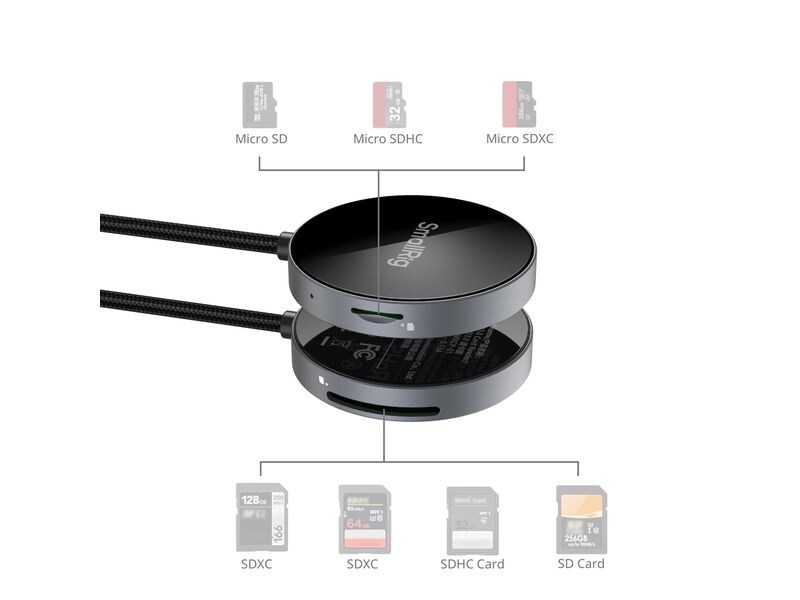 Smallrig Card Reader Extern SD4.0 Memory Card Reader Kompakter SD-/microSD-Kartenleser mit USB 4.0-Unterstützung