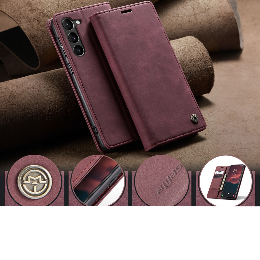 Samsung Galaxy S23 5G Leder Tasche Flip Wallet Etui mit Kartenfächern - Rot