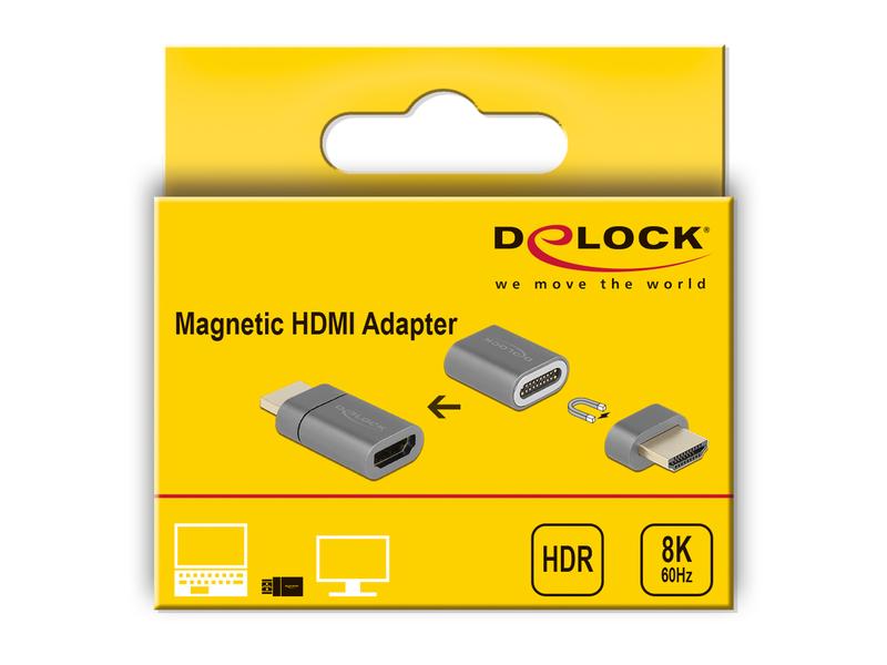 Delock Adapter HDMI - HDMI 8K 60 Hz magnetisch Delock HDMI Adapter Stecker zu Buchse 8K 60 Hz magnetisch