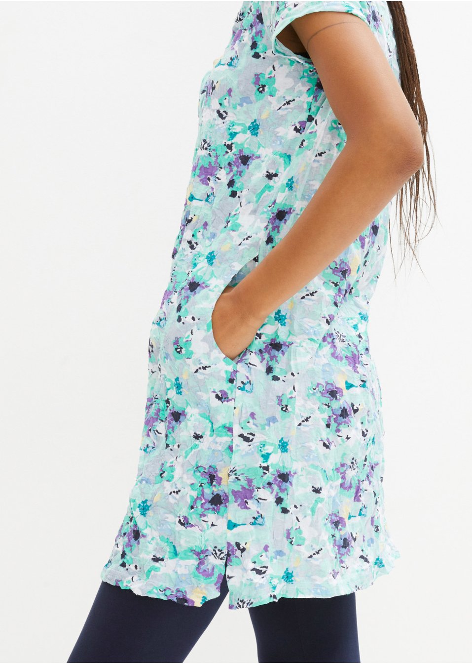 Tunique longue effet froissé et legging 3/4