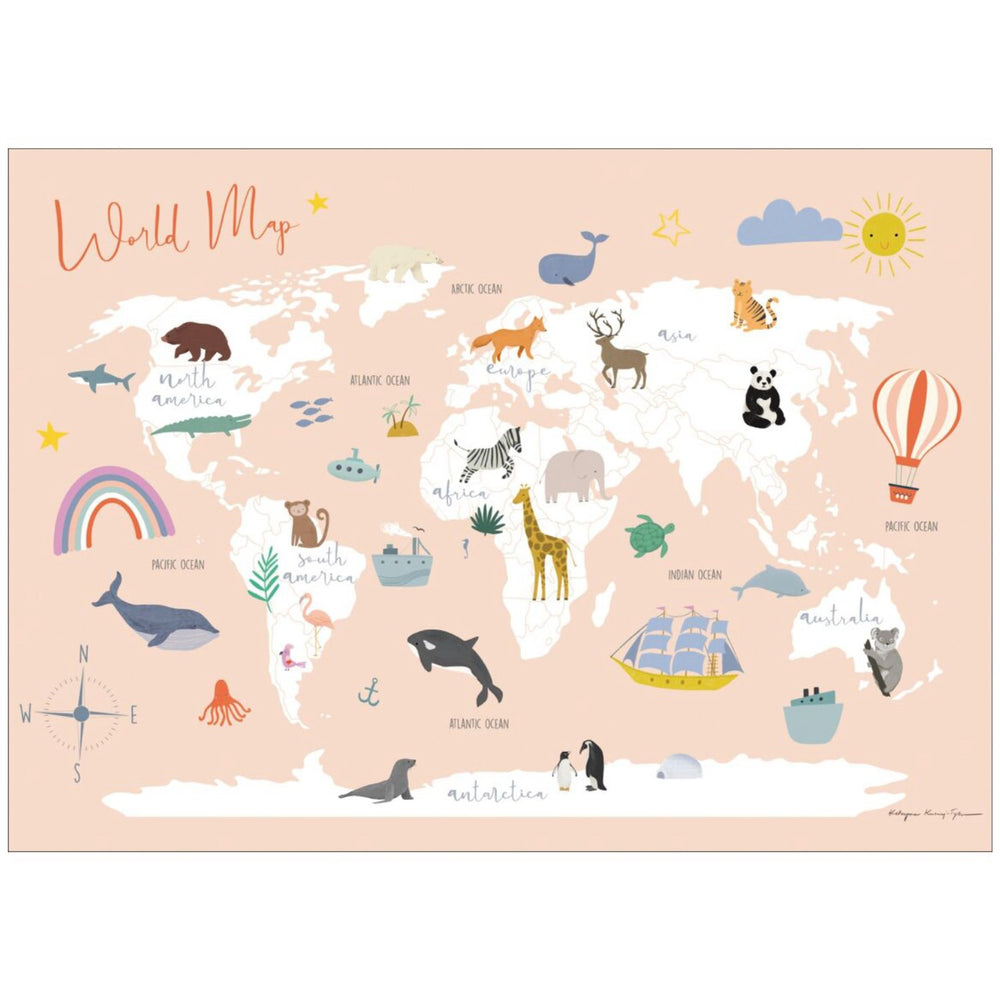 Køb Poster & Frame Wild Apple - Explore The World Map