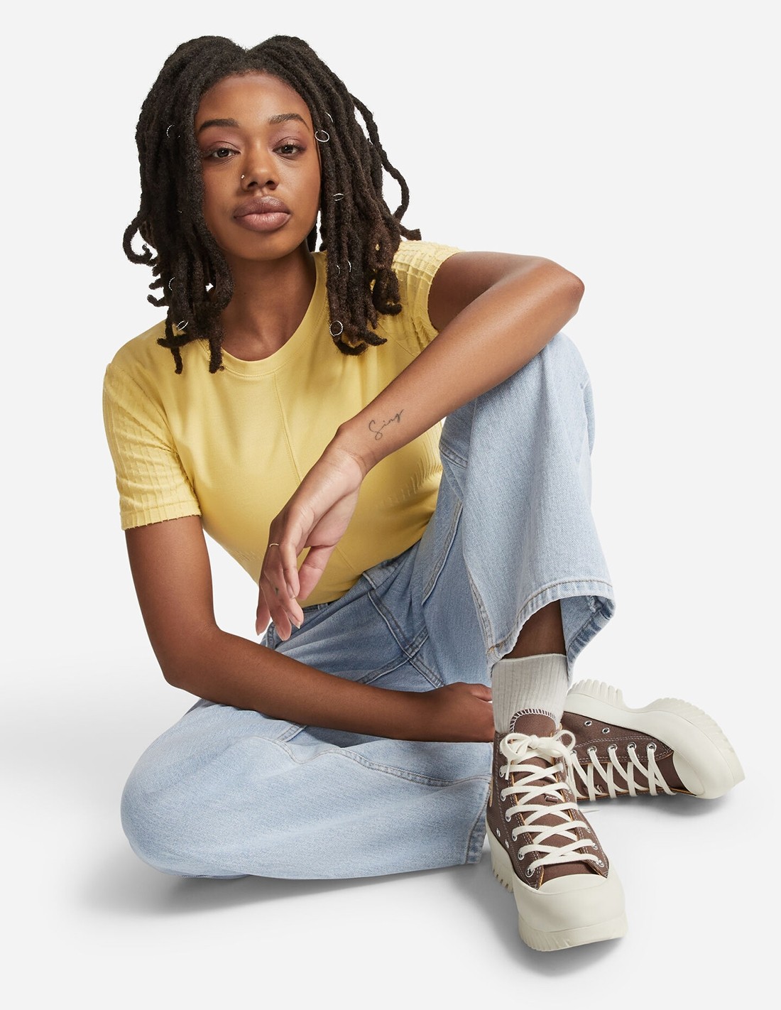 converse sneakers compensées montantes femme ctas lugged 2.0 hi denim marron
