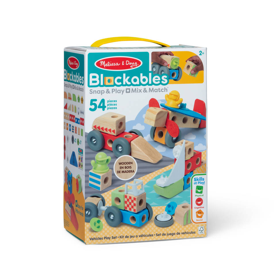 Melissa & Doug Blockables voertuigen blokkenset 54-delig