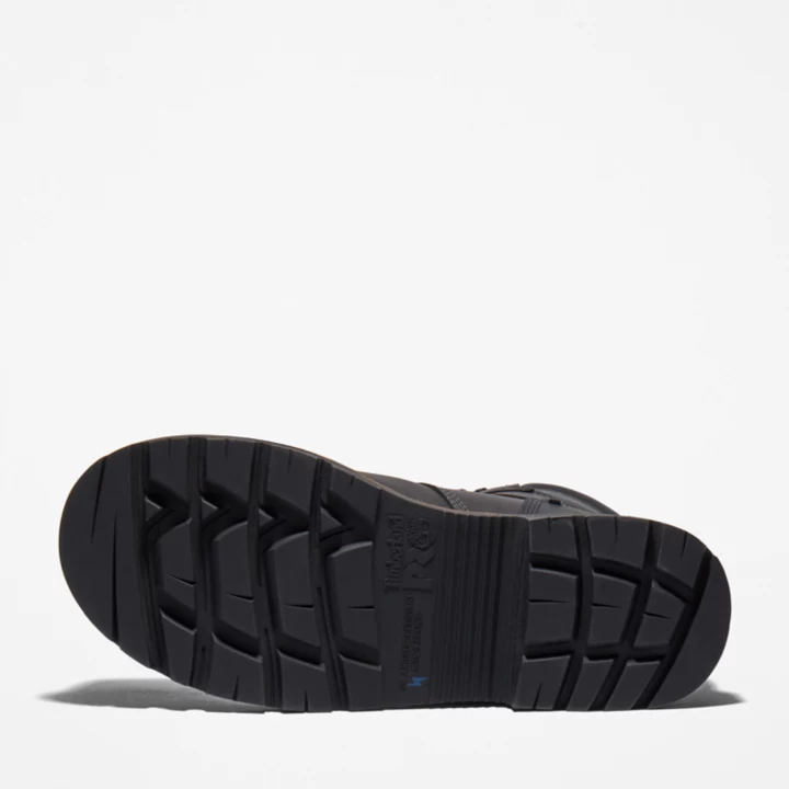 Bota de trabalho Ballast de 6 polegadas com biqueira reforçada para homens, na cor preta.