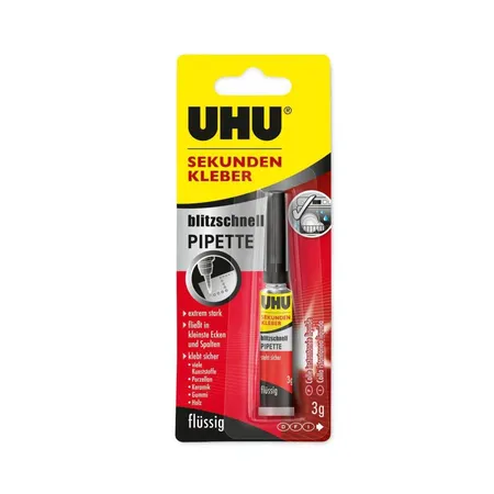 UHU 45570 - Sekundenkleber blitzschnell PIPETTE 3g