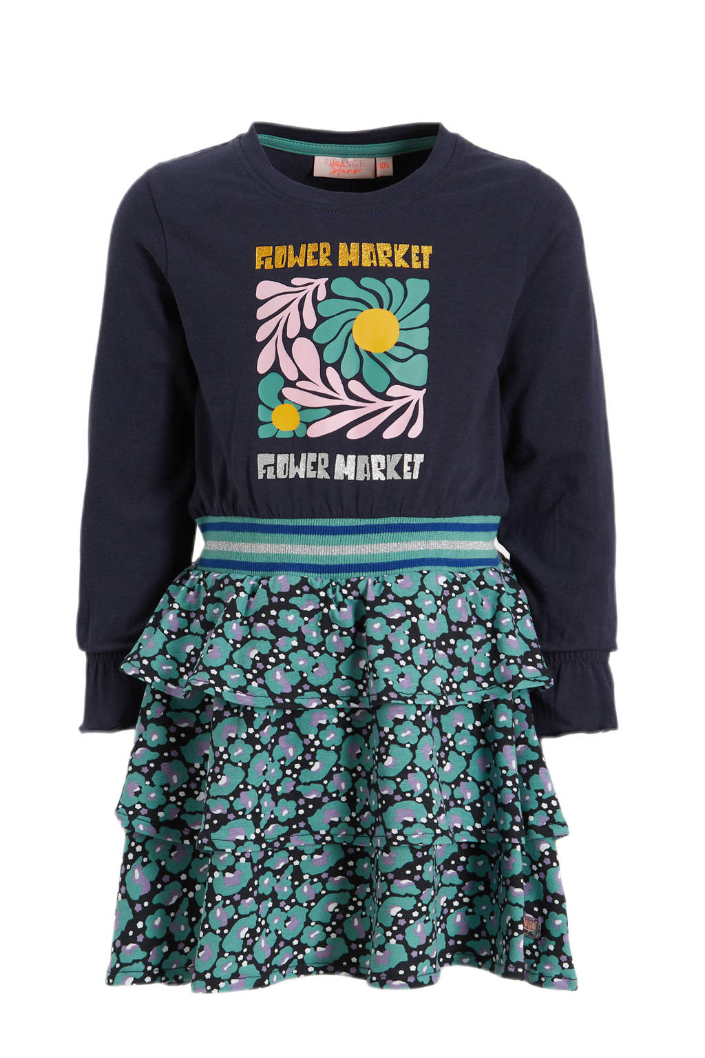 Orange Stars jurk Nanne met printopdruk zwart/blauw