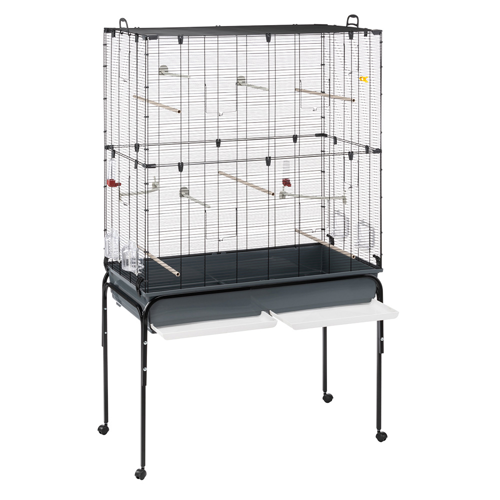 Ferplast cage oiseaux planeta, volière, perruche, canari, petits oiseaux, avec mangeoire et accessoires, support à roulettes
