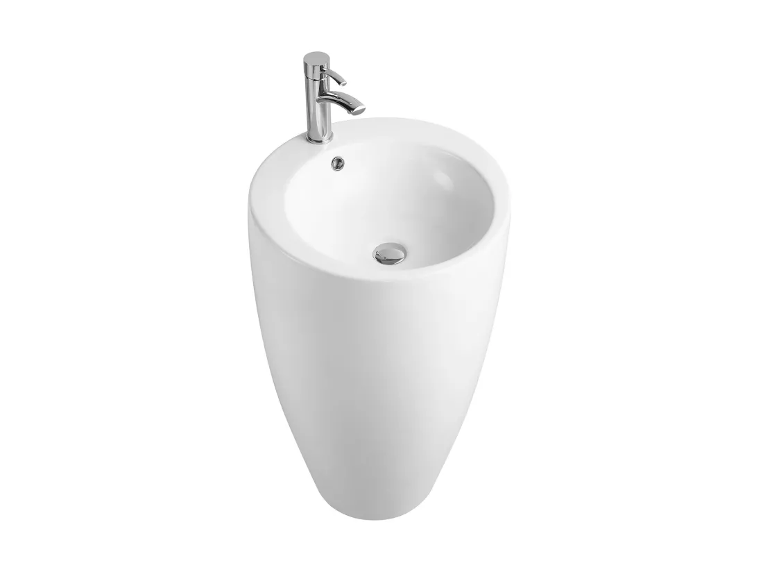 Vasque sur pied cylindrique blanche - D50 x H83 cm - MILOS II