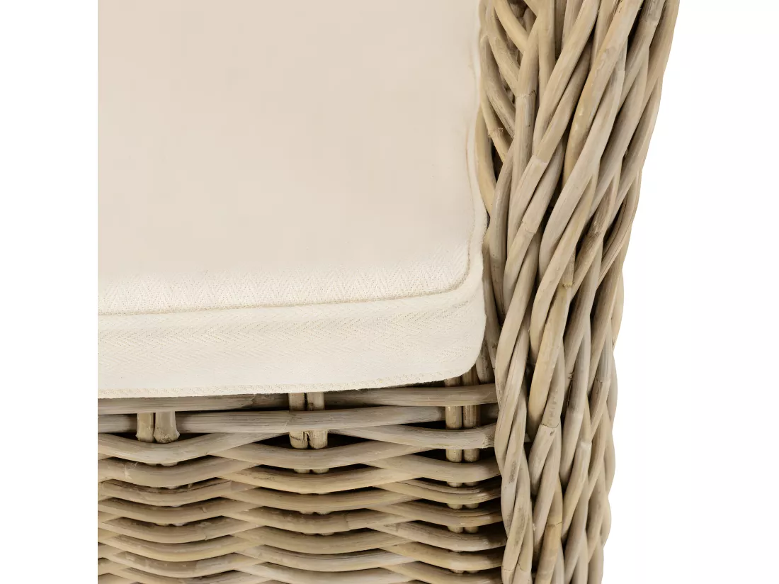 KALLY - Fauteuil en kubu avec coussin d'assise blanc