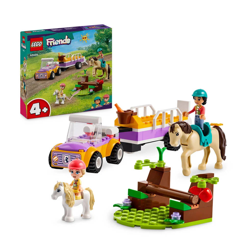 Ook leuk voor de grote kids.Paard en pony aanhangwagen Paard Speelgoed Set voor Meisjes en Jongens 42634