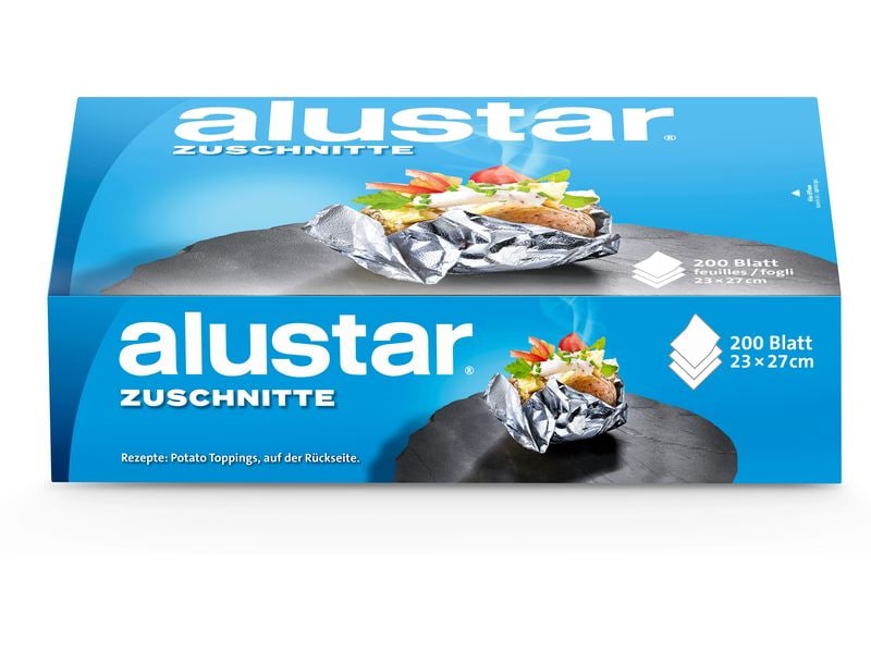Alustar Alufolie Folienzuschnitte, Silber Dispenser 23 cm x Alu-Folienzuschnitte