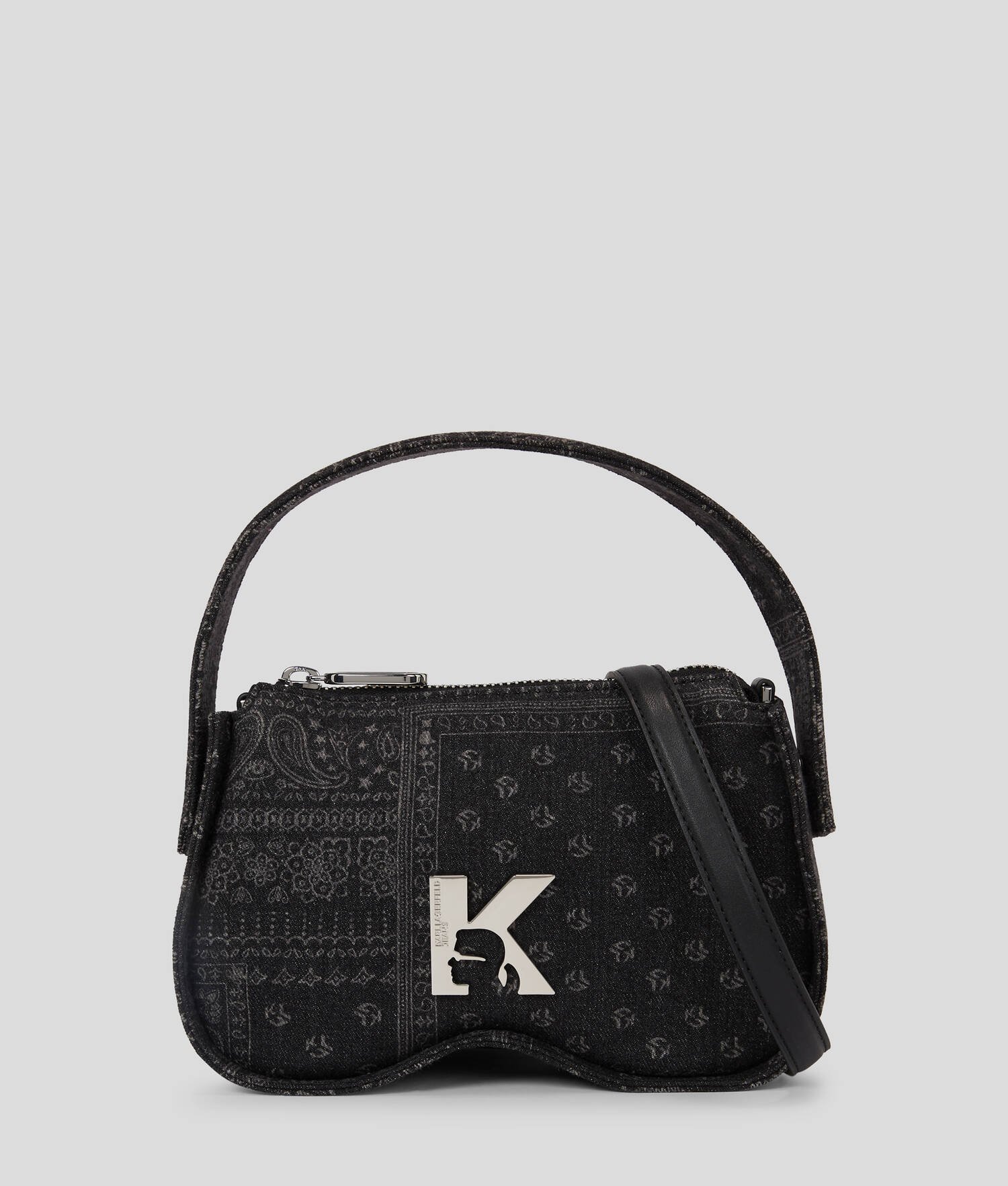 SAC BANDOULIÈRE EN DENIM EN FORME DE LUNETTES DE SOLEIL AVEC ANSE SUPÉRIEURE KLJ