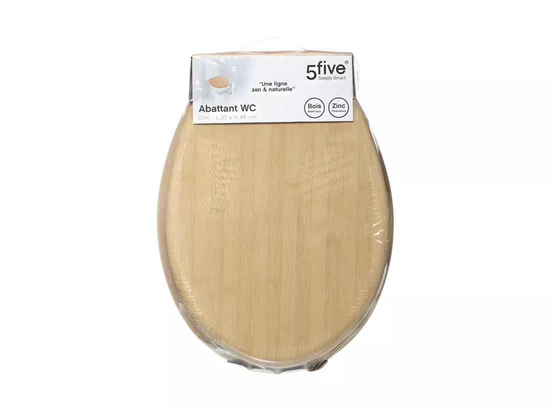 Abattant WC standard en Bois effet Bambou et charnières en Zinc