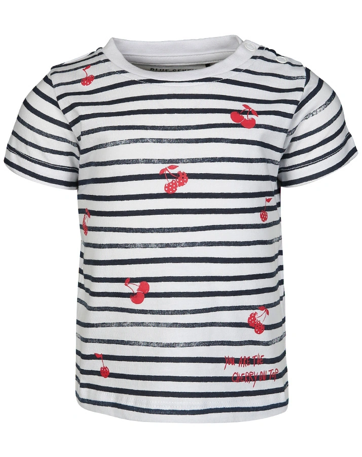 T-Shirt THE CHERRY ON TOP mit Shorts gestreift in weiß/rot