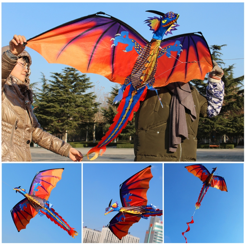 (1.3m) Flug Drachen Herbst Spielzeug Outdoor Flugspielzeug mit Spiralen Streifschwanz - Bunt