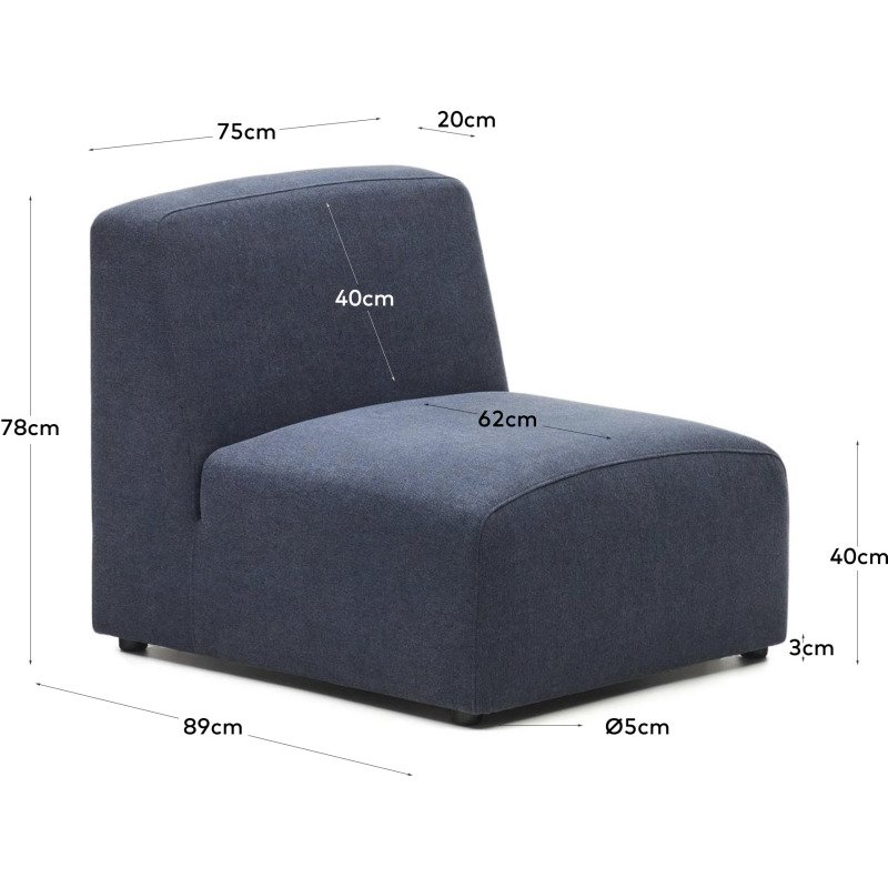 Module assise Neom tissu bleu - 1 place L.75 cm