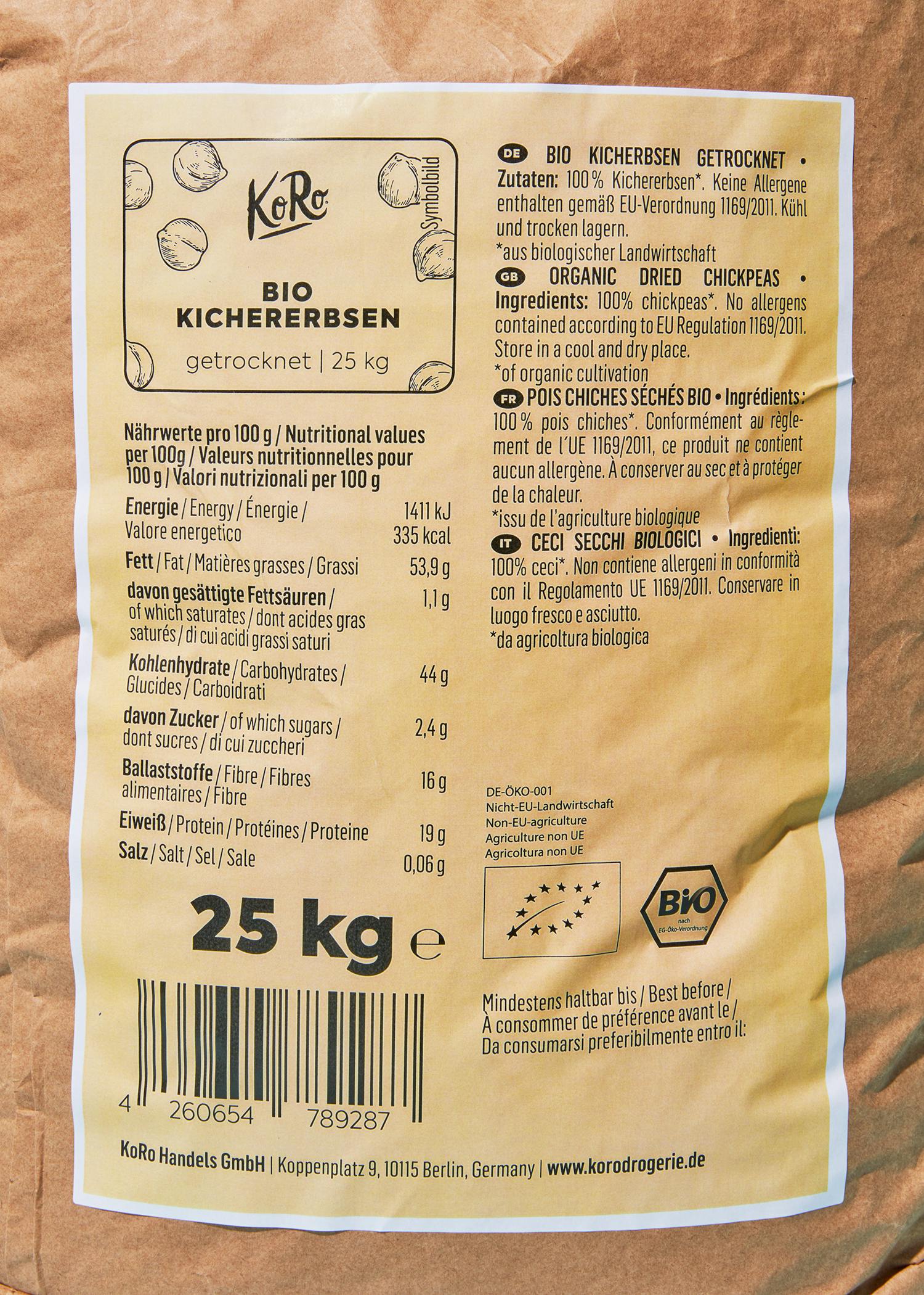 Bio Kichererbsen 25 kg