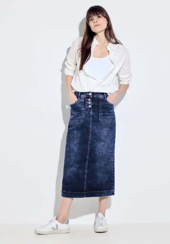 Maxi Jeansrock - mid blue wash