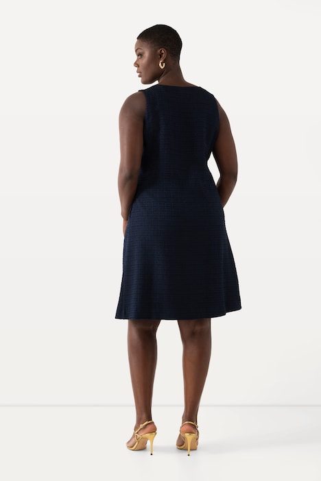 Bouclé-Kleid, A-Linie, V-Ausschnitt, ärmellos, Taschen