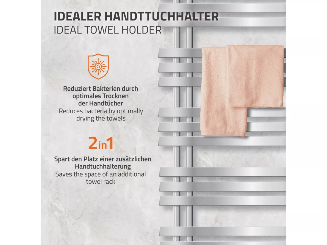 ECD Germany Iron EM Design Radiateur Sèche-Serviettes - 500 x 1600 mm - Chrome - Radiateur Salle de Bain Sèche Serviette Chauffant