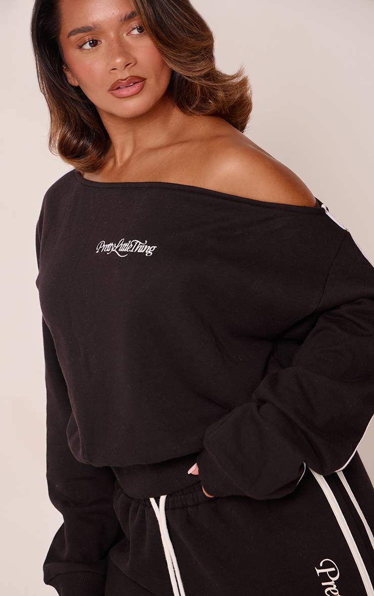Noir Synthétiquell Asymétrique Une Épaule À Bords Bruts Contrastés Shape PrettyLittleThing