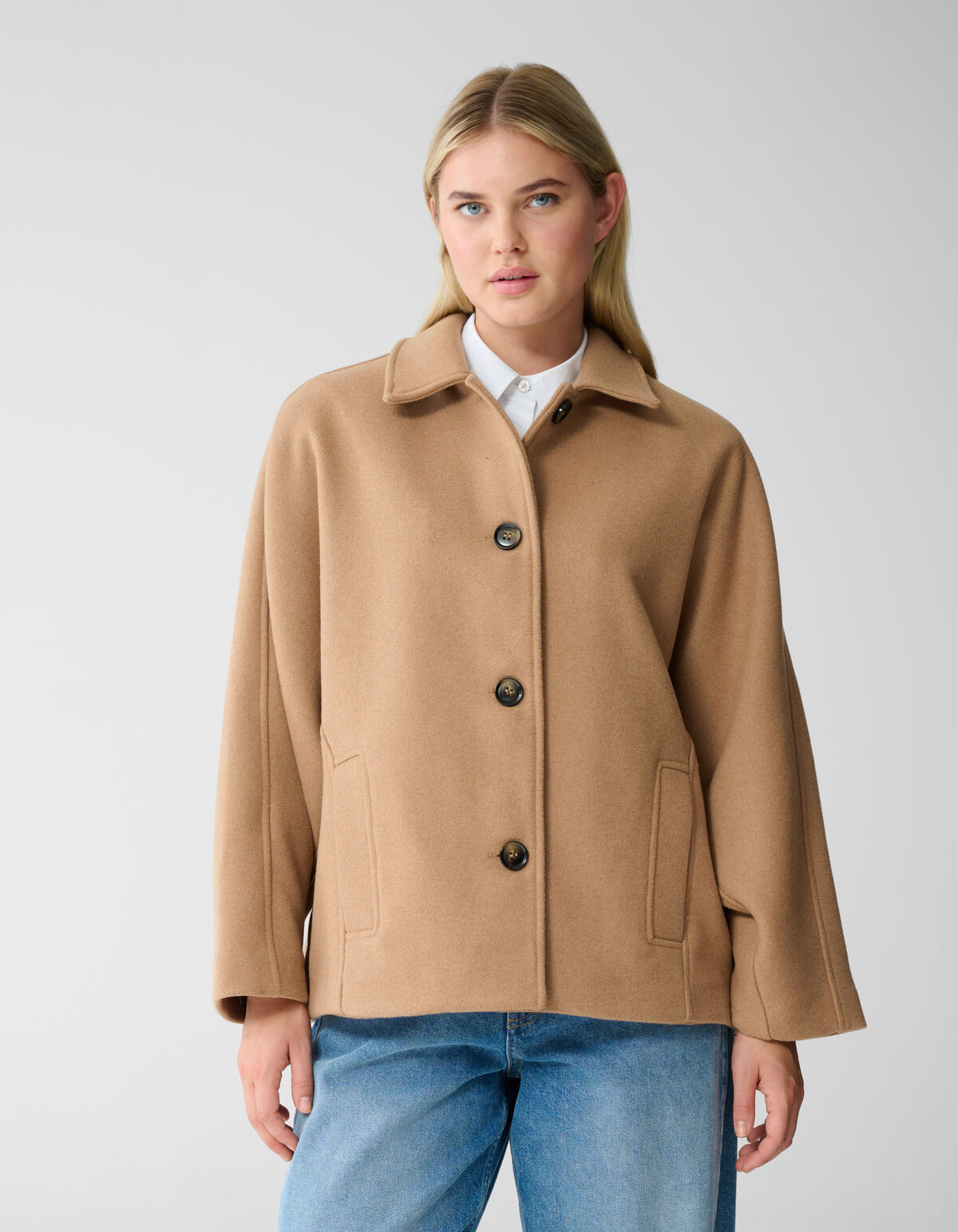 Wol Cape Jas Camel