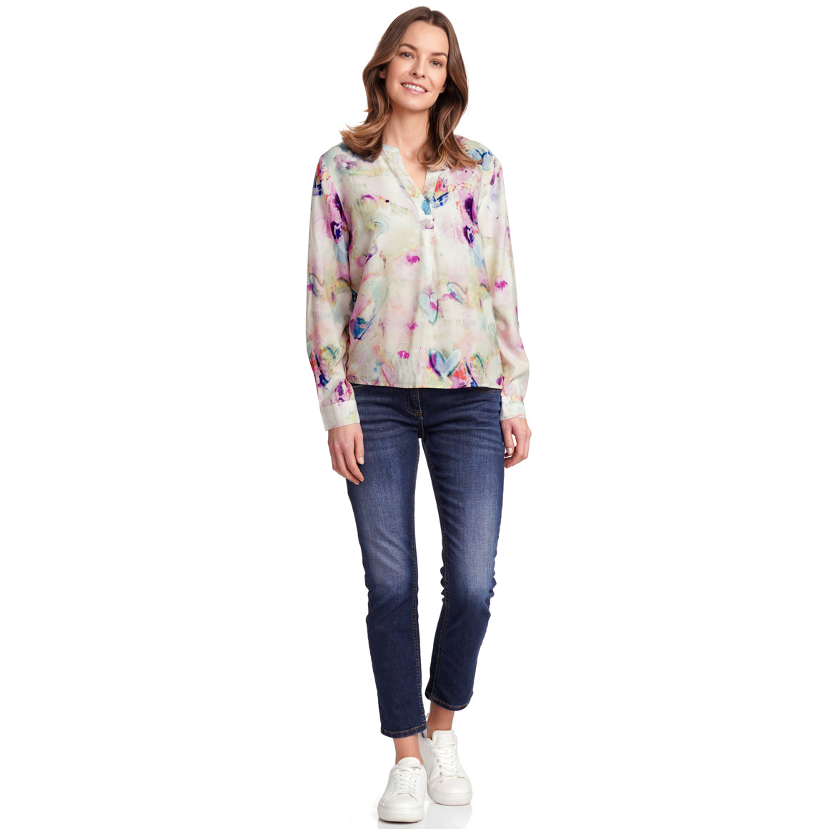 Gina Benotti Damen Bluse in Batik-Optik weiss / bunt