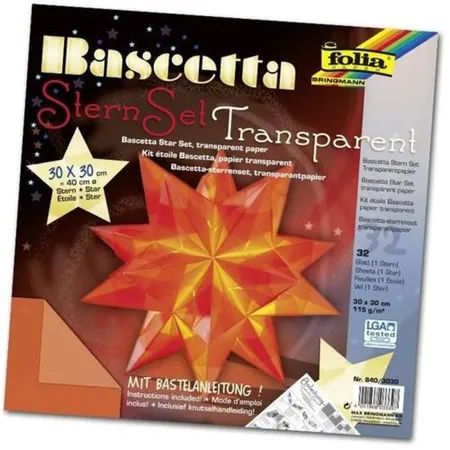 Folia Bascetta-Stern Bastelset, Transparentpapier 115g/m², orange 30 x 30cm