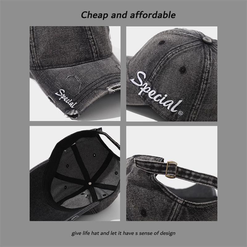 Oktokki - Letter geborduurde pet met distressed patroon