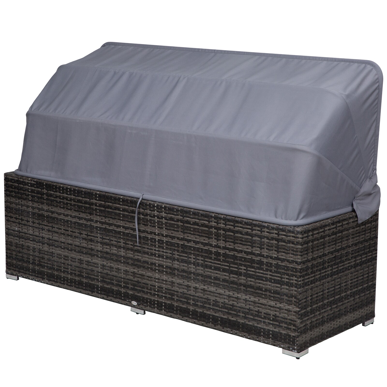 Outsunny Polyrattan Lounge-Set mit Sonnendach, Kissen und Beistelltisch grau