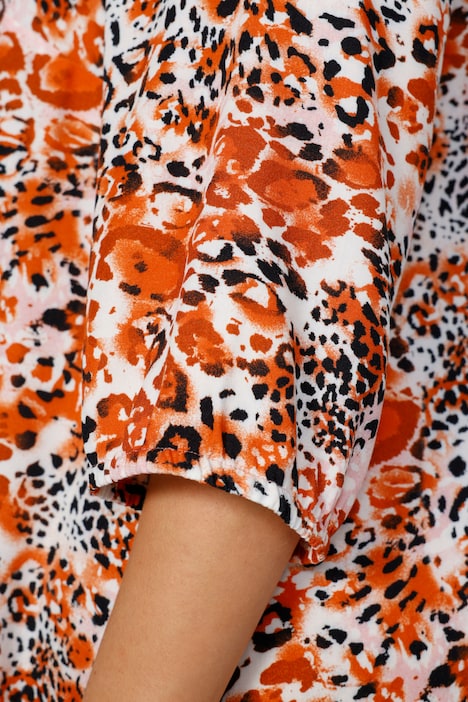 Maxikleid, Color-Animalprint, 3/4-Ärmel