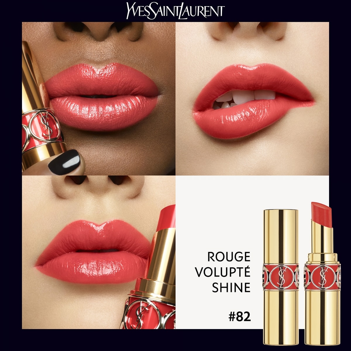 YVES SAINT LAURENT Rouge Volupté Shine Oil-In-Stick Rouge à Lèvres alliant Couleur, Soin et Brillance Longue Tenue