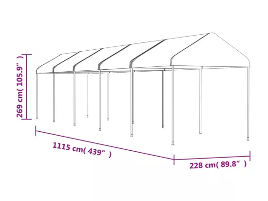 Belvédère avec toit blanc 11,15x2,28x2,69 m polyéthylène