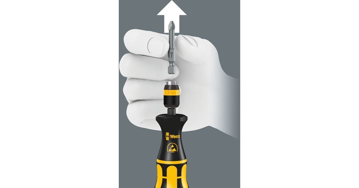 WeraBits-Handhouder 813 R schroevendraaier  (Zwart/geel, ESD, Niet magnetisch, 90mm)