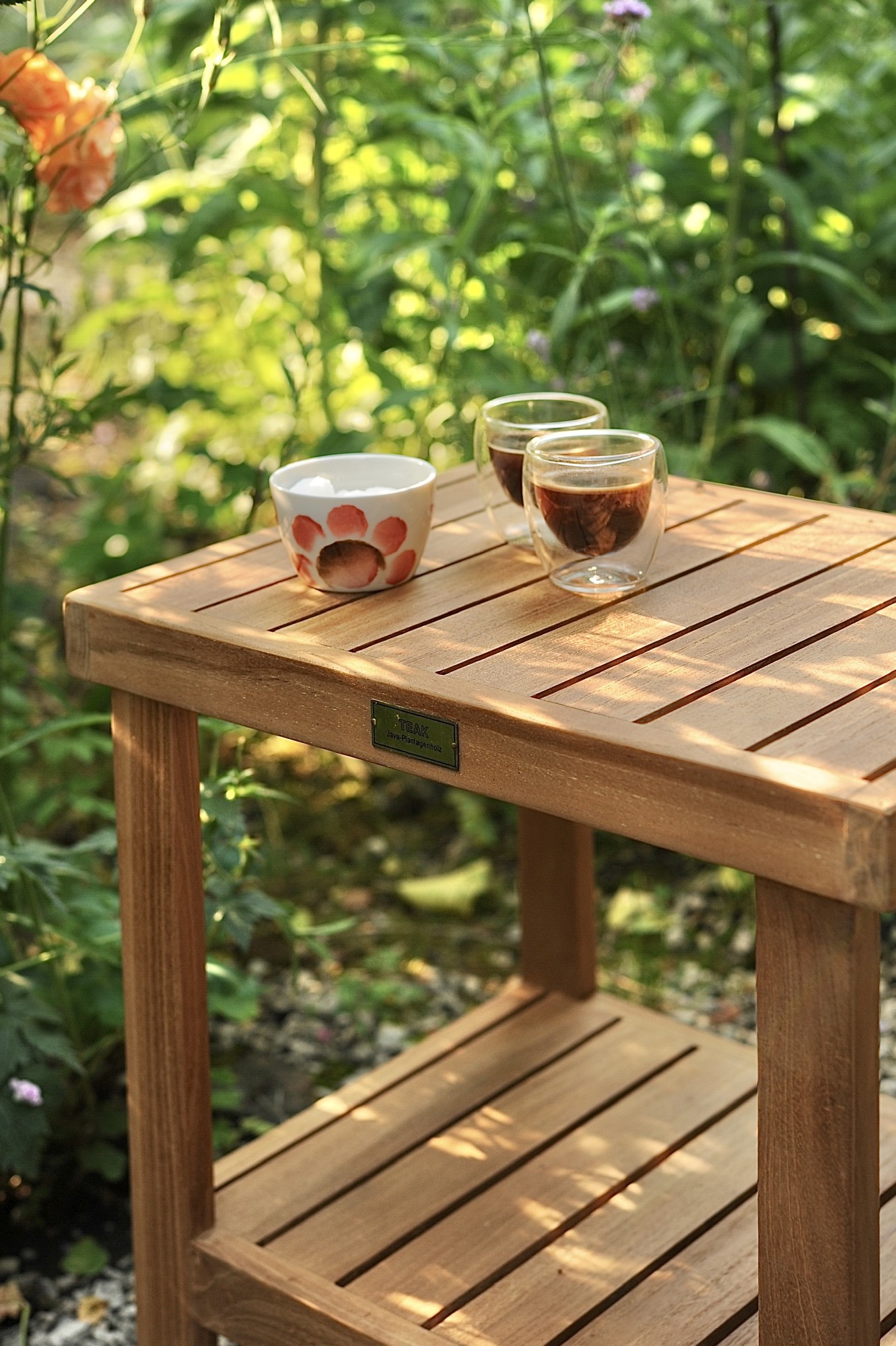 Beistelltisch 'Harrie', Teak, B 44 cm, T 34 cm, H 43 cm von fischer's lagerhaus