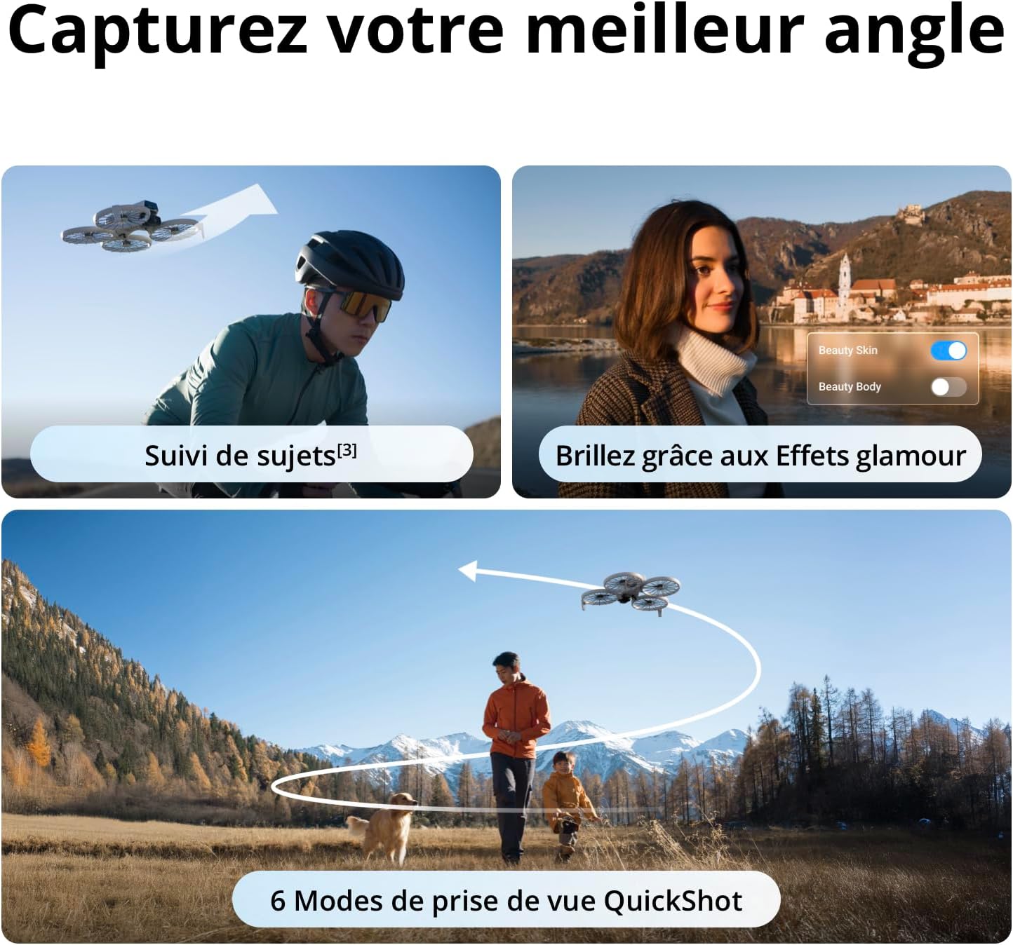 DJI Flip (radiocommande RC 2 avec écran), Drone Caméra 4K UHD Follow Me pour Adultes, < 249 g, Nacelle à 3 Axes, Transmission vidéo sur 13 km, Décollage palmaire, Temps de vol de 31 Min