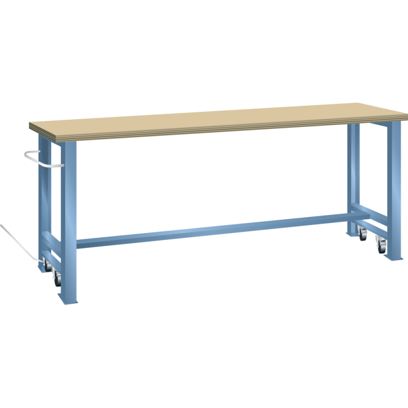 Établi mobile Lista 200 x 80 cm, plateau en hêtre massif