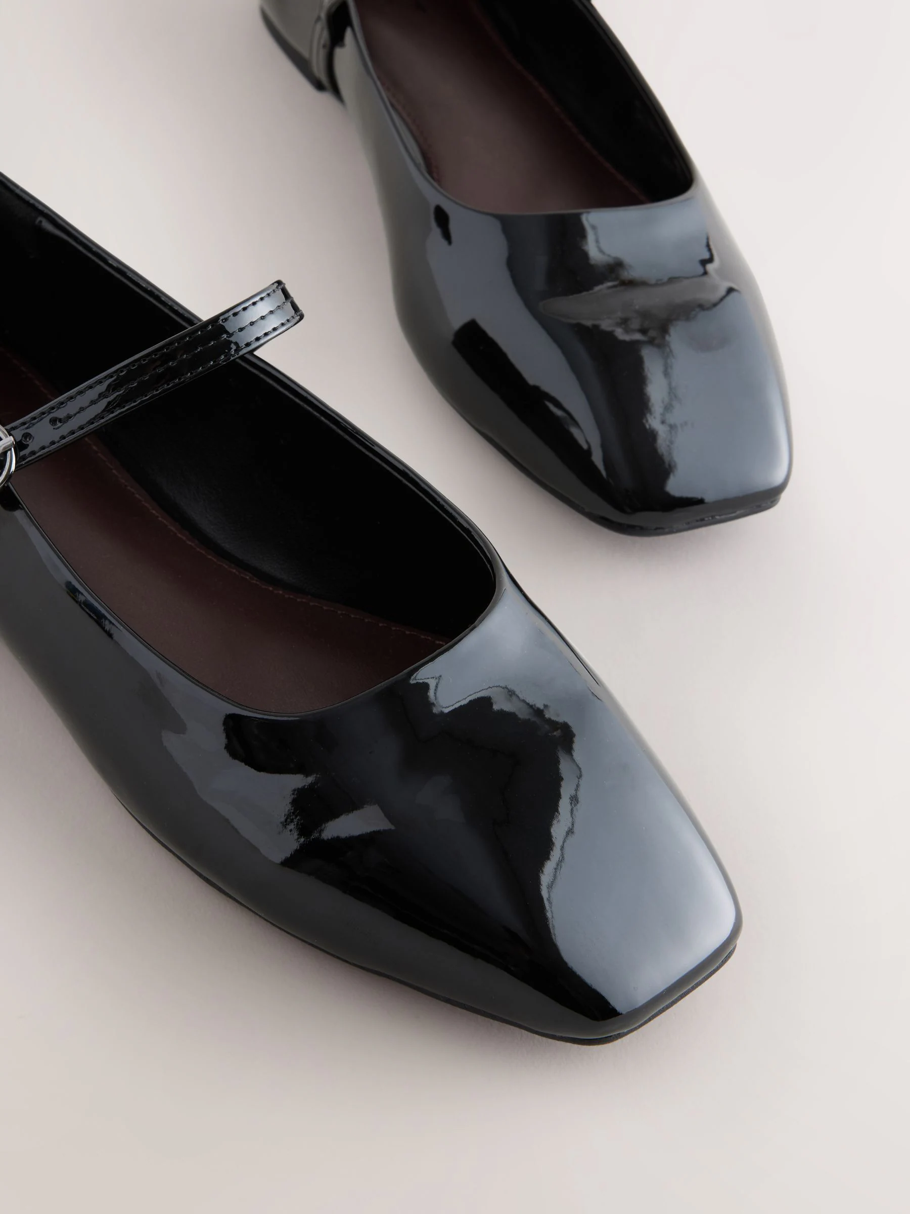 Zwart lak - Mary Jane-schoenen met vierkante neus