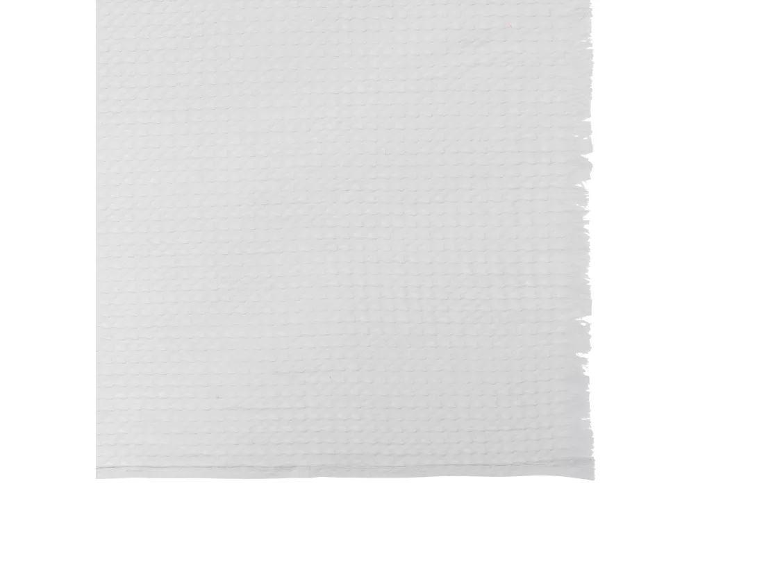 Jeté de lit en coton Blanc nid d'abeille avec franges 130 x 180 cm