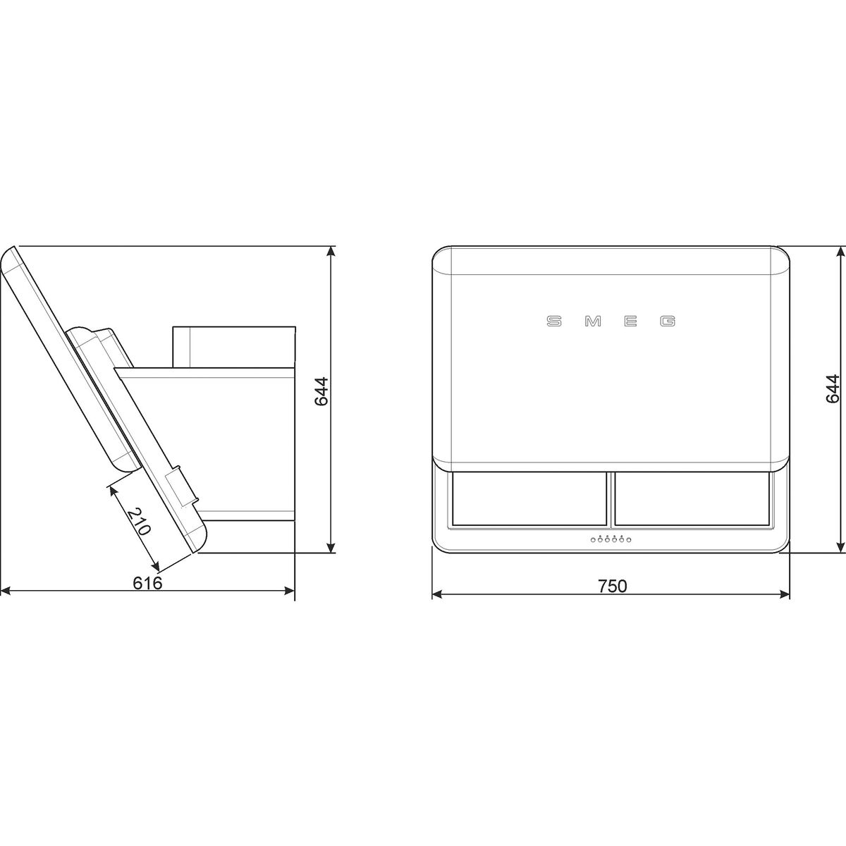 KFAB75WH 50'Talls Retro Design Vegghengt Ventilhette 75 cm, Hvit