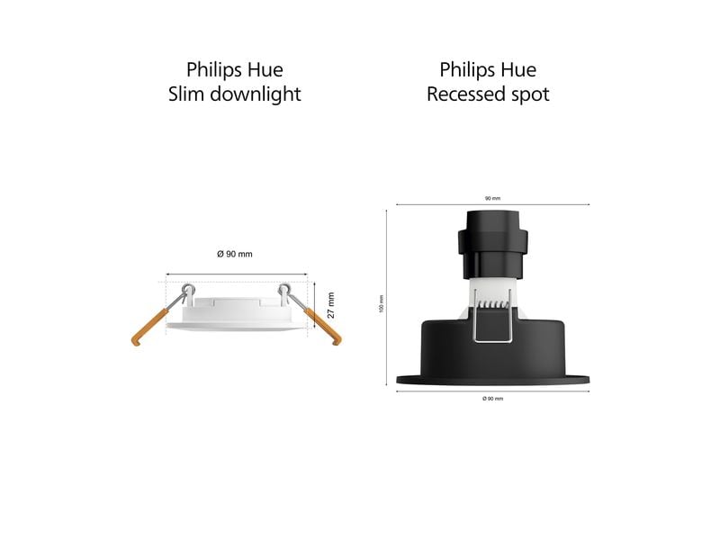 Philips Hue White & Color Ambiance Slim Recessed 90 mm 3er Smarte Hue-Einbauleuchte
