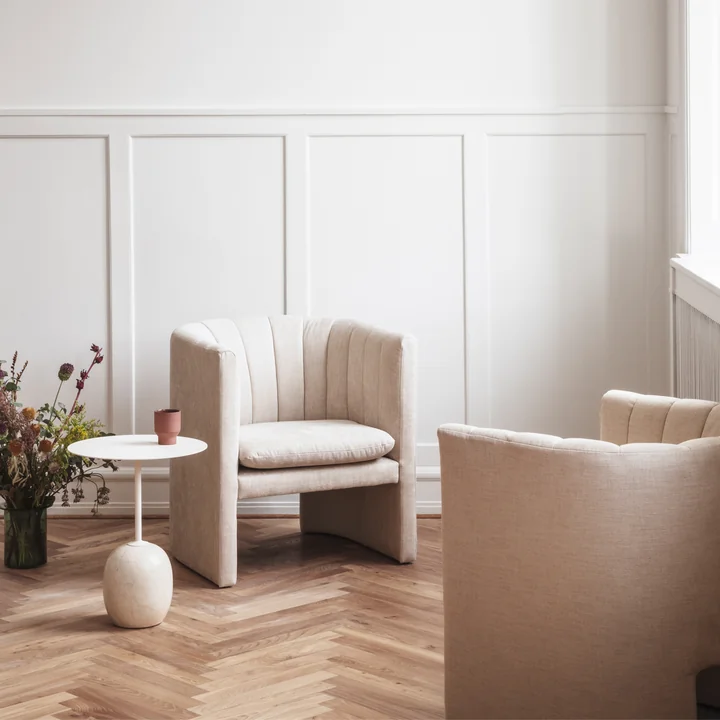 &Tradition - Lato Beistelltisch oval 40 x 50 cm, H 45 cm, Eiche / Crema Diva Marmor