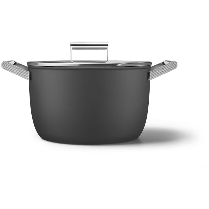 SMEG Kochtopf mit Deckel 26 cm CKFC2611BLM Schwarz