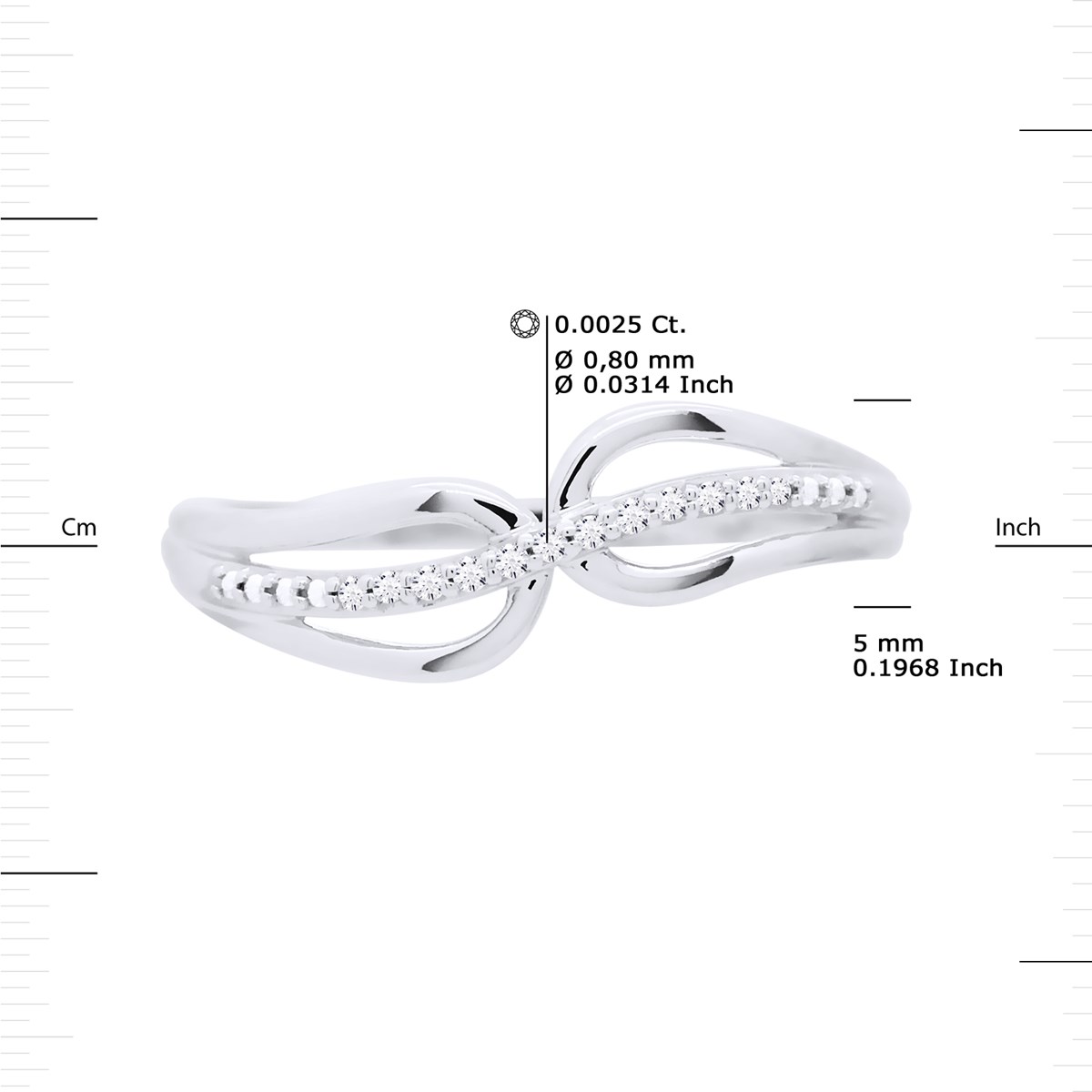 Alliance Vague Diamants 0,030 Cts Or Blanc