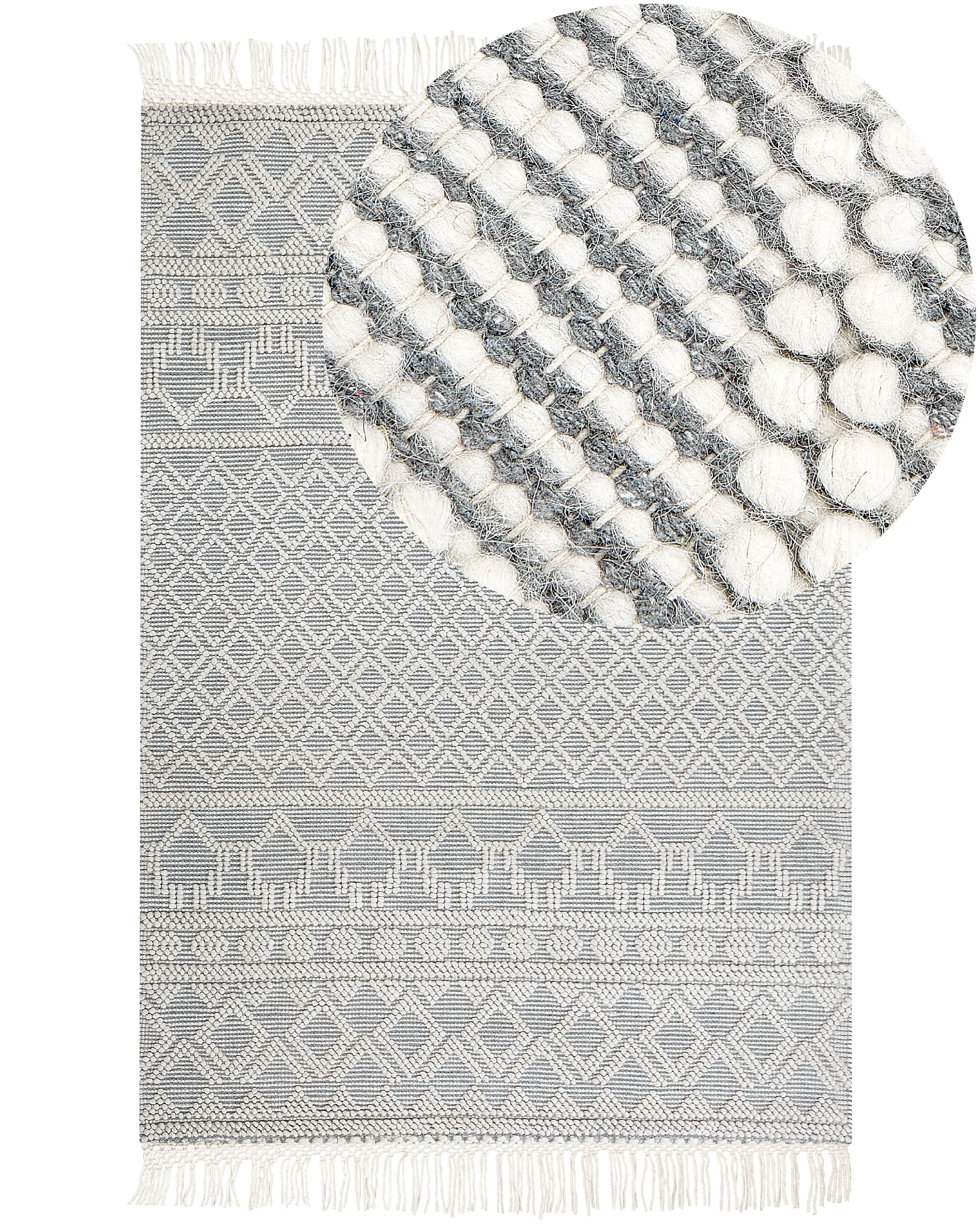 Vloerkleed SOLHAN Grijs Beige 160 x 230 cm Wol