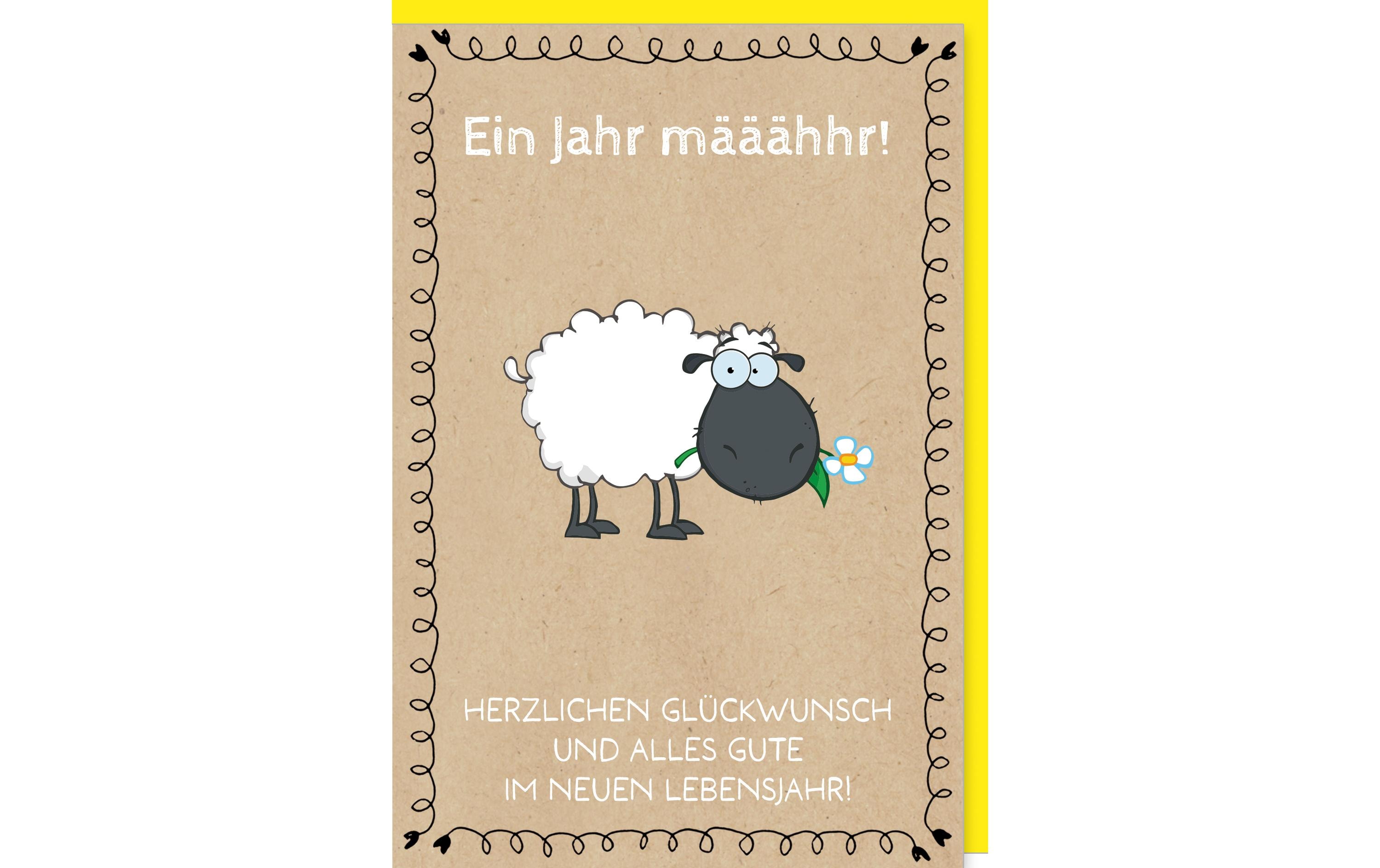 Geburtstagskarte Schaf 11.5 x 17 cmGratulationskarte zum Geburtstag