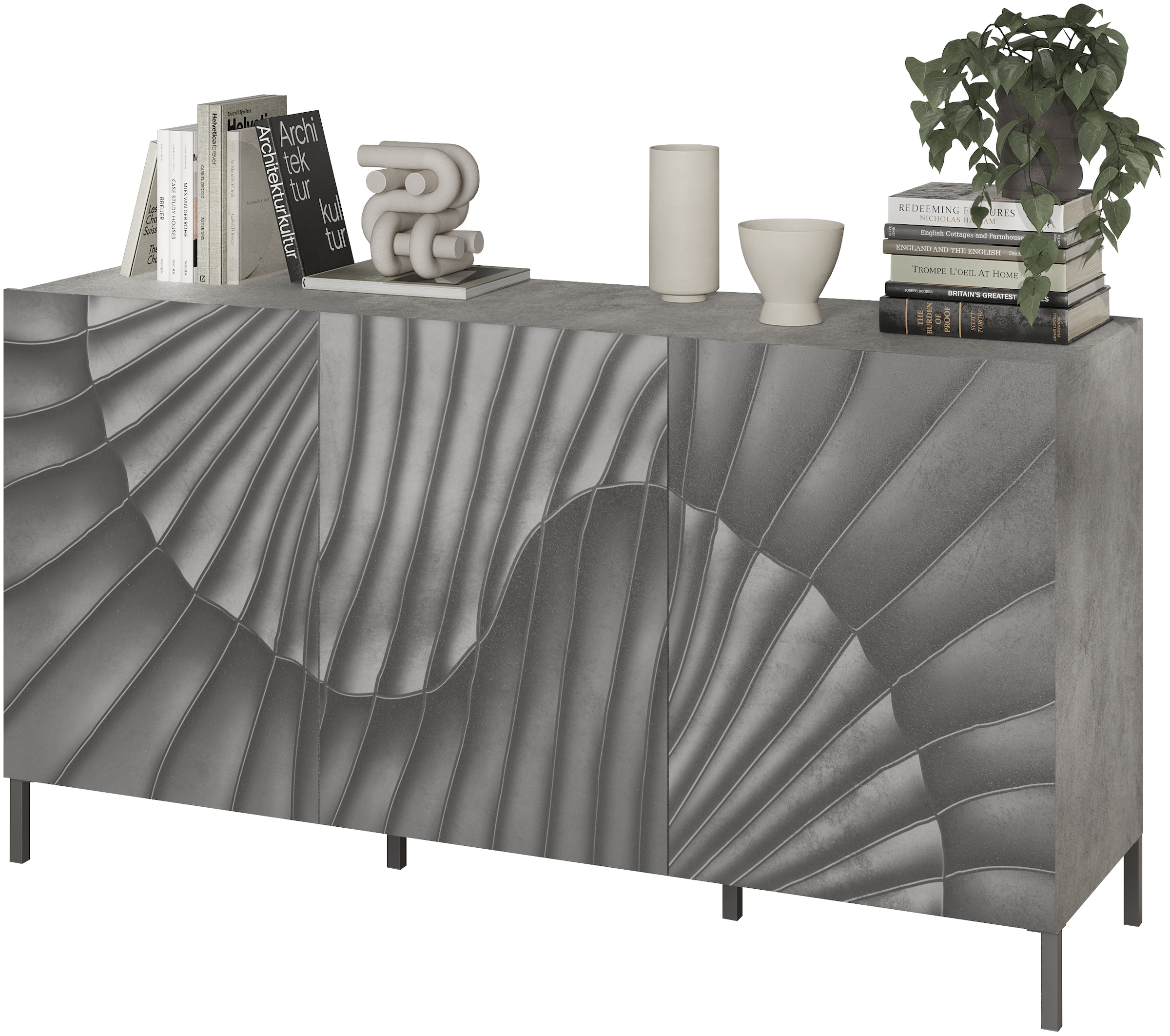 INOSIGN Sideboard »Snake, Kommode, Anrichte, Stauraummöbel Breite 181 cm, Siebdruck-Front« moderne Wohnmöbel, 3 Türen, viel Stauraum, stilvoll und funktional