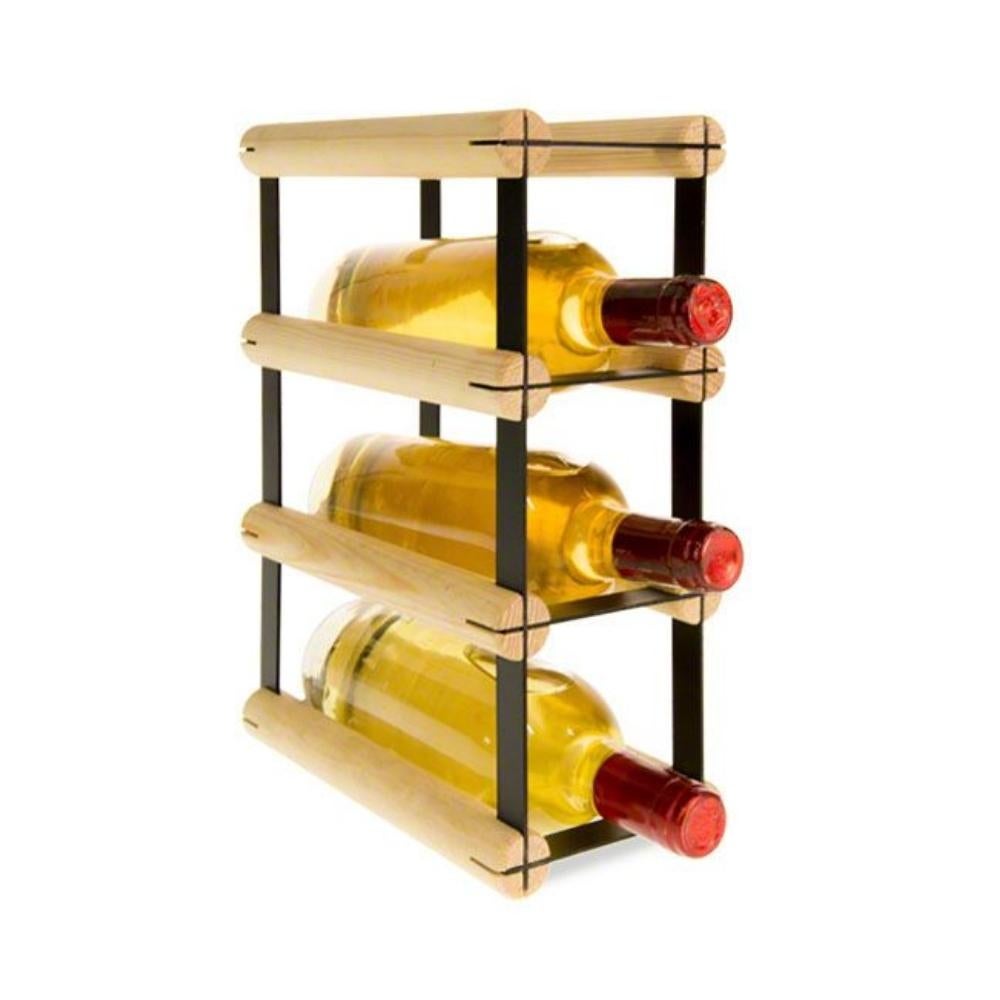 PROREGAL Modulair Wijnrek Vinotega Mod Metaal HxBxD 32,5 x 12,5 x 24,5 cm 1 x 3 Flessen Massief grenenhout Natuurlijk
