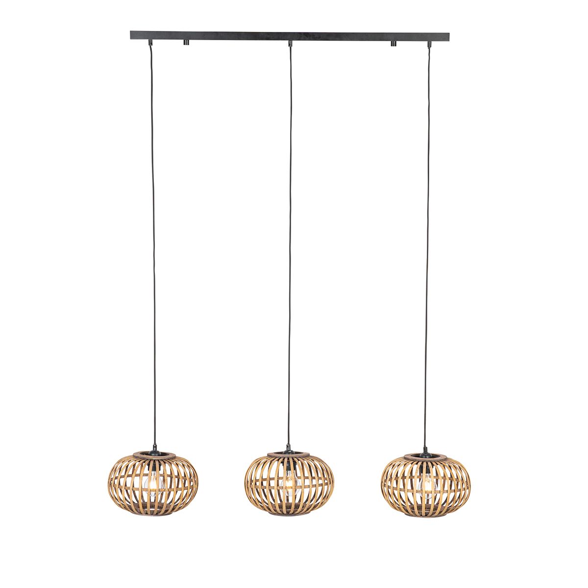Oosterse hanglamp bamboe 3-lichts langwerpig - Amira
